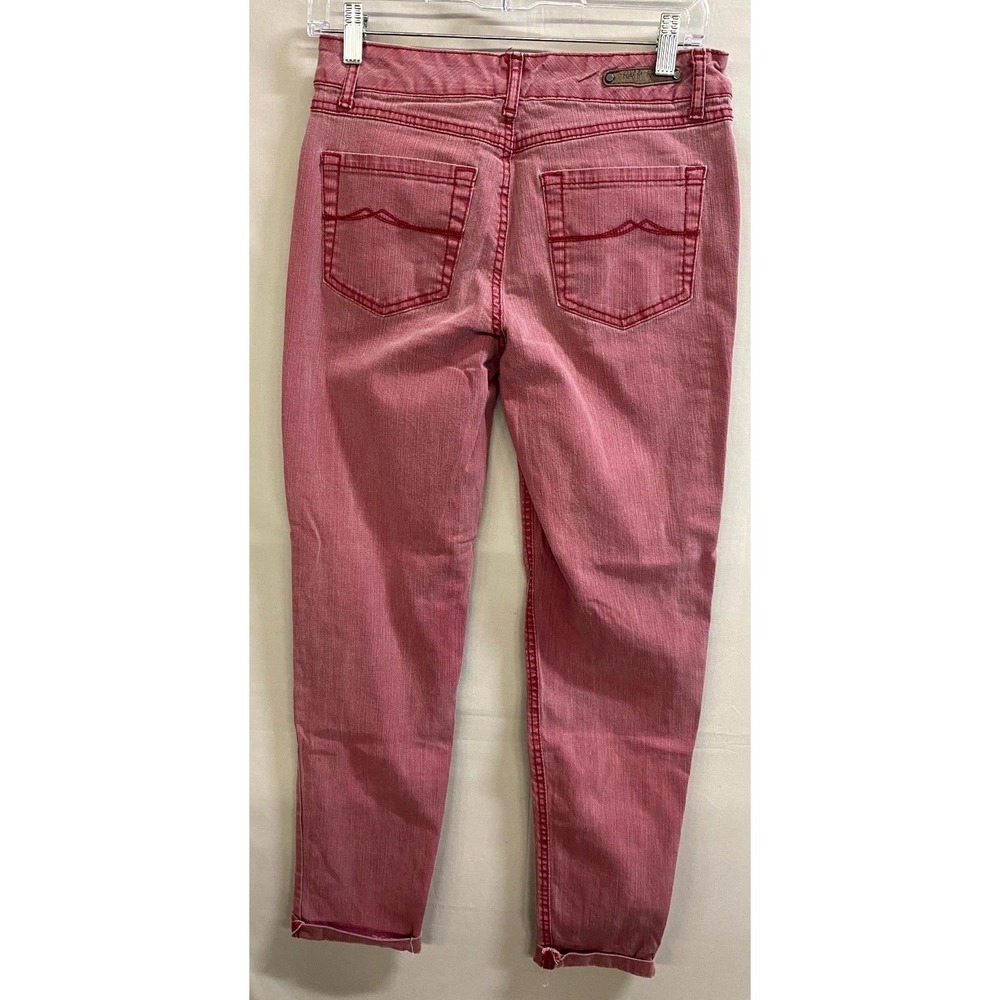 VTG Ruff Hewn Jeans Women 30x26 Pink Denim Cotton Stretch Cuffed Hem Tapered Leg